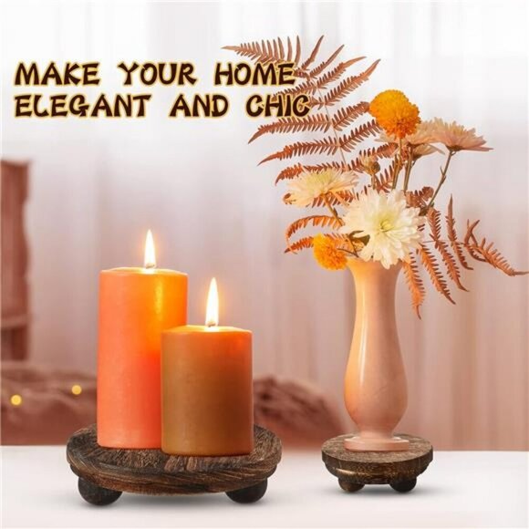 Wood Pedestal Risers Set Rustic Round Mini Stands Tiered Tray Farmhouse Decor - Picture 7 of 8